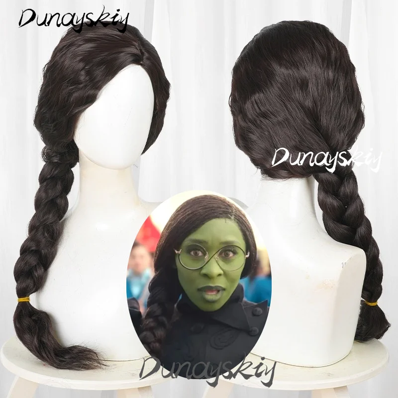 Wicked Elphaba Thropp Cosplay Costume Set Black Hair Braided Wig Movie Dress Up Halloween Party Costumized Outfit Item Women