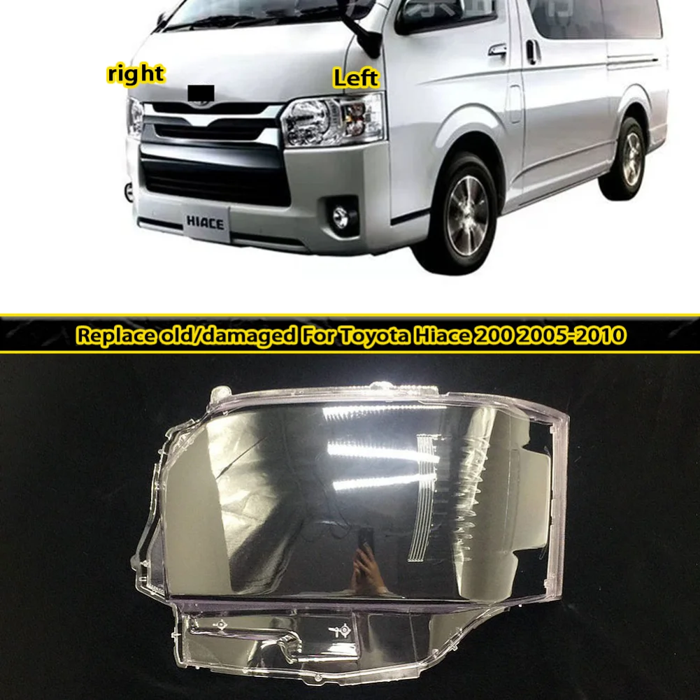 

For Toyota Hiace 200 2005-2010 Front Headlight Cover Transparent Shade Lampshade Headlamp Shell Lens Plexiglass