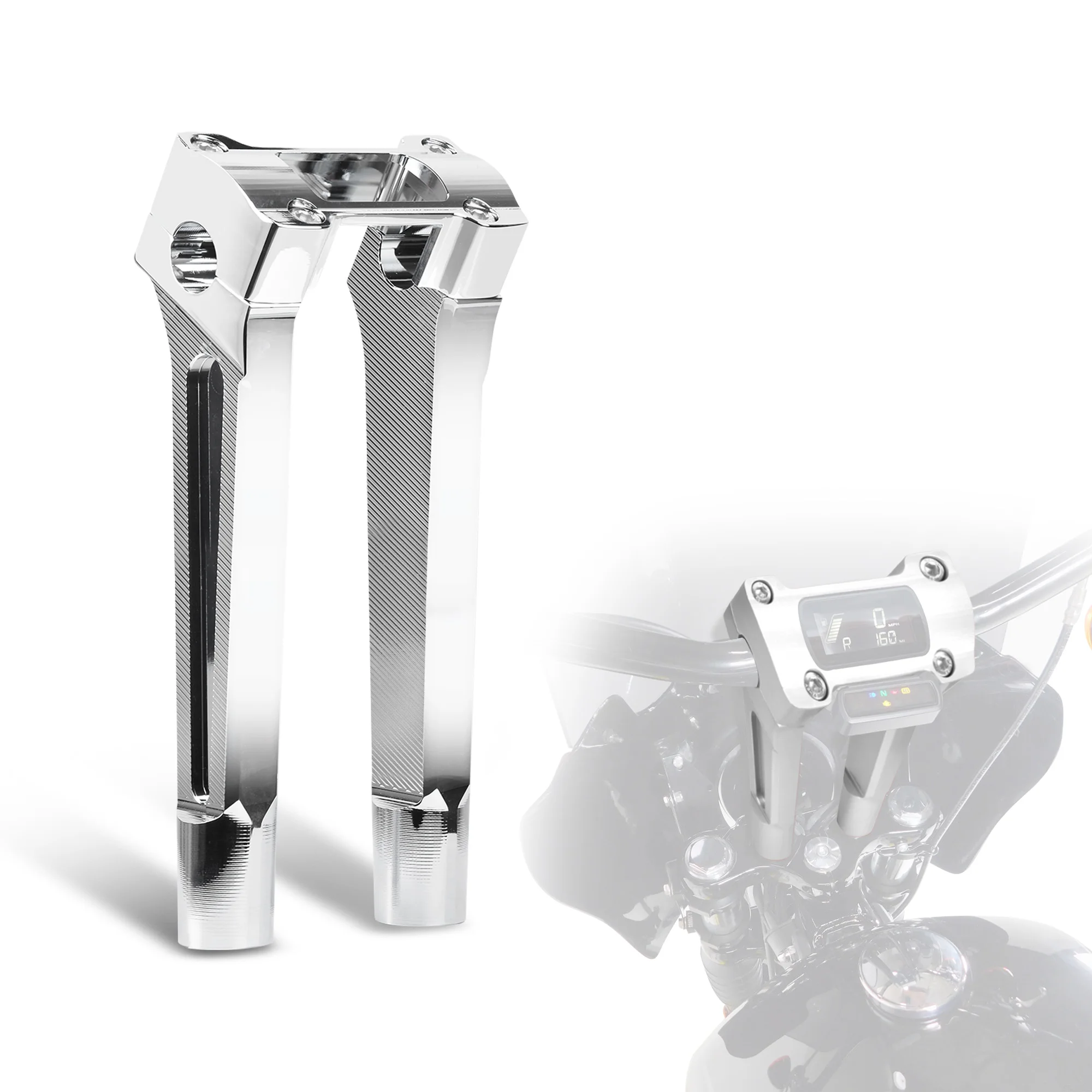 

8 inch Motocycle Chrome Instrument Style Handlebar Risers Pullback for Most Dyna Street Bob Softail Sportster Moto Accessories
