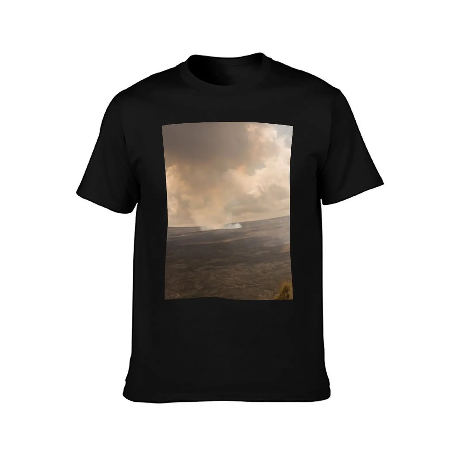Volcano T-Shirt, Summer Casual Cotton Tee, Oversized Streetwear Tops, Vintage Graphic Print, Loose Fit Short Sleeve, 100% Cotton