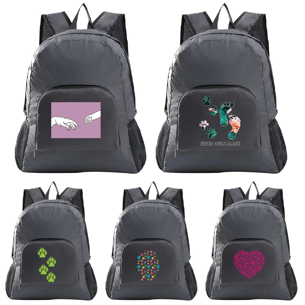 

Footprints Printing Lightweight Folding Backpack Hiking Fashion Simple Ultra-light Travel Sports Storage Backpack.