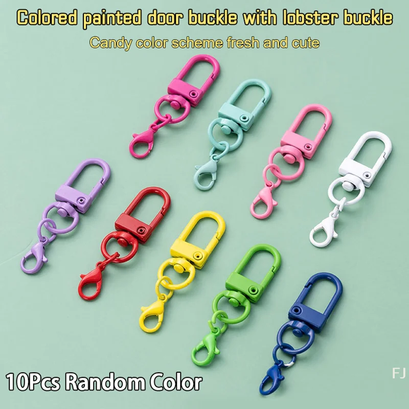 [YU]10Pcs Color Keychain Pendant With Lobster Matel Clasps For DIY Jewelry Making Key Ring Dog Buckle Accessories