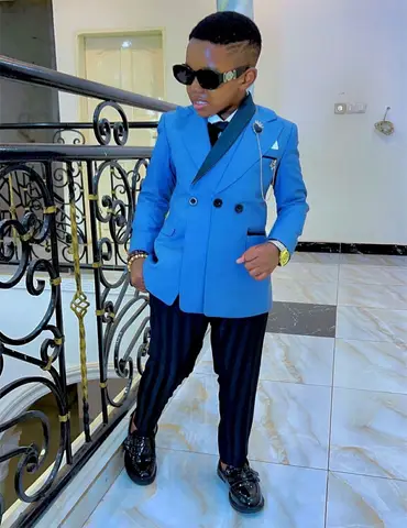 Far och son kostymer till bröllop, dubbelknäppt smoking för brudgummen, 2 delar, specialsydda, herrkostymer, kavaj med byxor, matchande familjekläder 8 best sales matchande träningsoveraller för far och son - №4