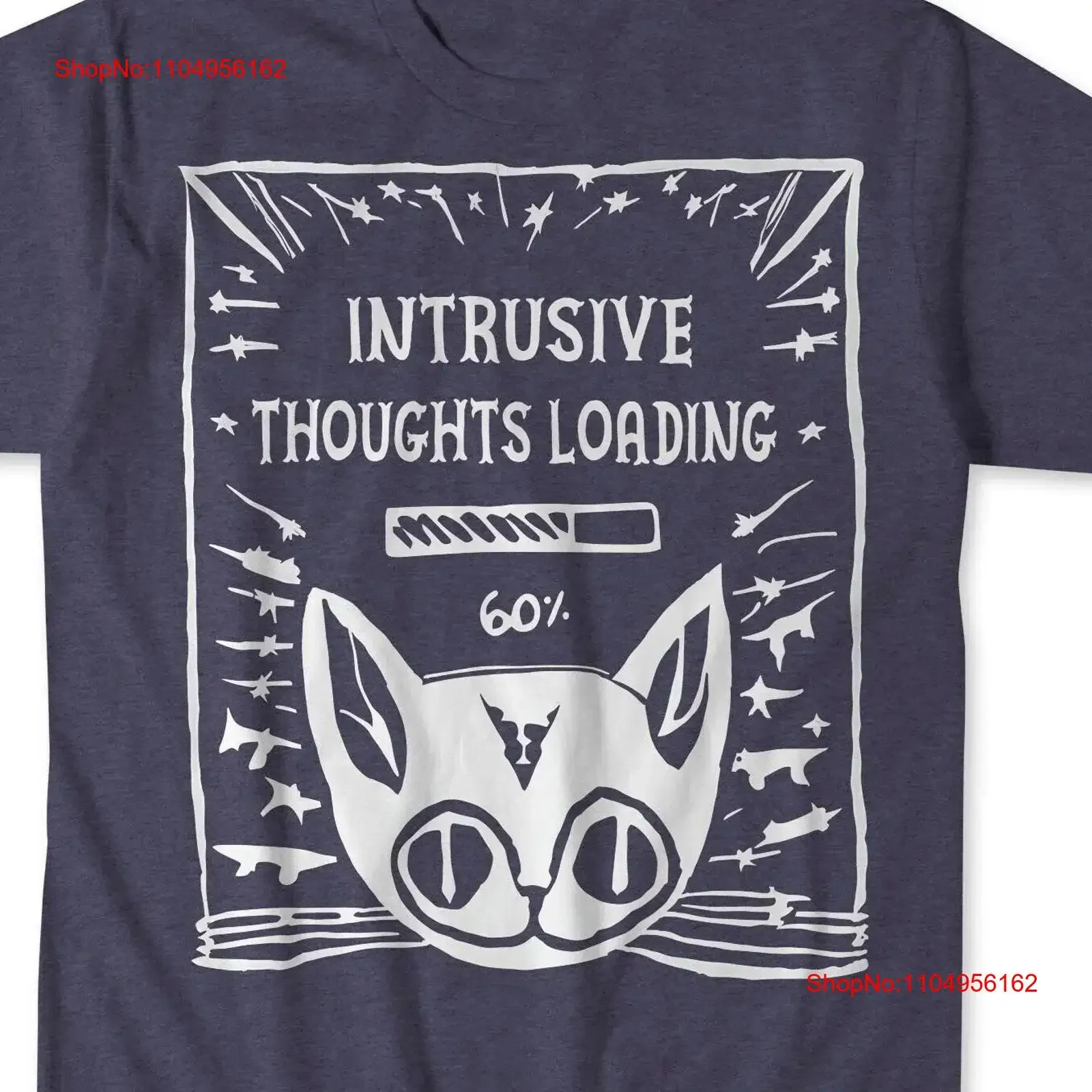 

Intrusive Thoughts Loading Schrödinger's Cat Mental Health Anxiety Absurd Naive Hand Drawn Lithograph Weirdcore Art T Shirt