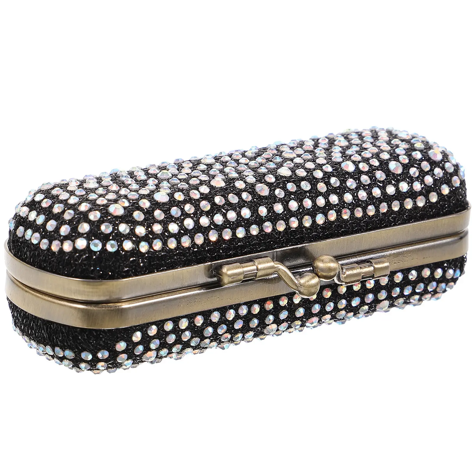 

Lipstick Case Portable Multi-Functional Vintage Alloy Makeup Organizer Box Rhinestone Holder with Mirror Travel