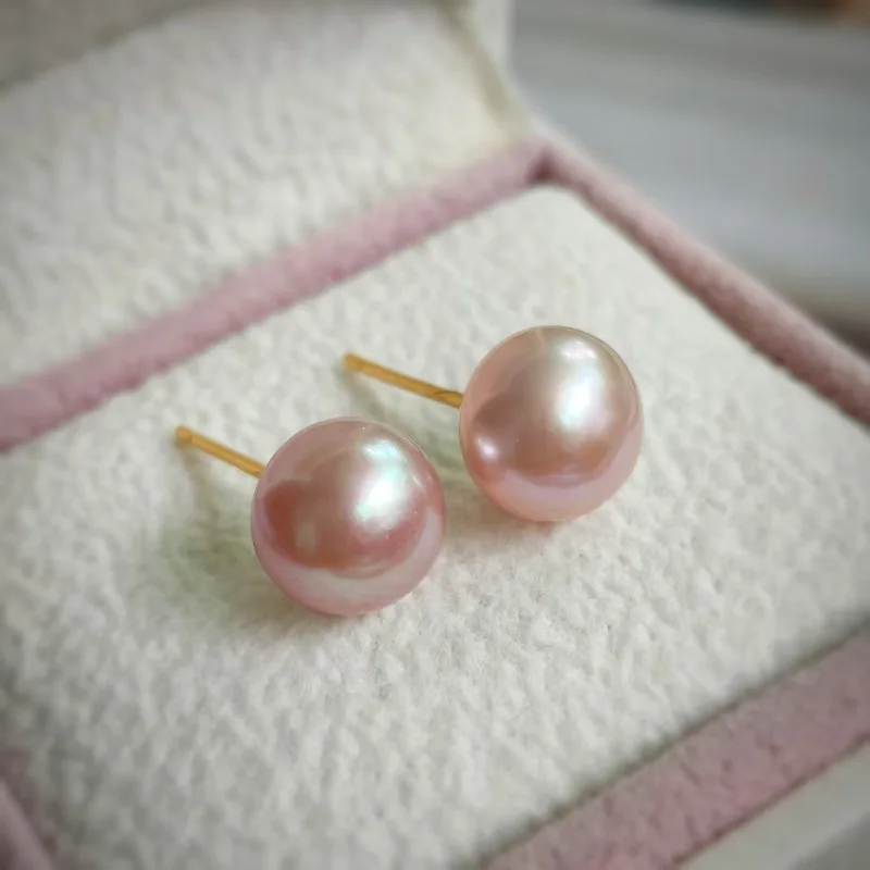 

Серьги с натуральным жемчугом 9-10 мм, фиолетовые, розовые, популярные серьги из стерлингового серебра 925 пробы для женщин