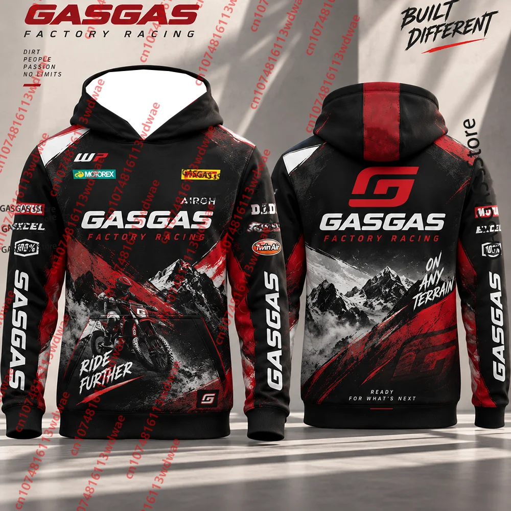 GasGas Factory Racing Motocross Hoodie Herren Kapuzenpullover, Offroad Motorrad Langarm-Sweatshirt Outdoor Racing Freizeit-Oberteil