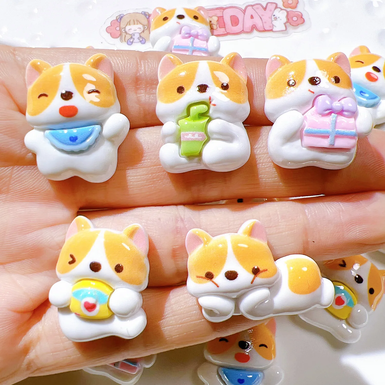 

100pcs Kawaii Cute Cartoon Dog Flatback Cabochon Scrapbook DIY Accessories Decor Figurine Crafts