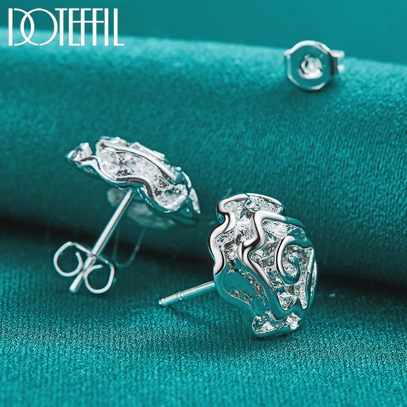 DOTEFFIL-pendientes de plata de ley 925 con forma de rosa y flores para mujer, joyería con dijes de compromiso y boda