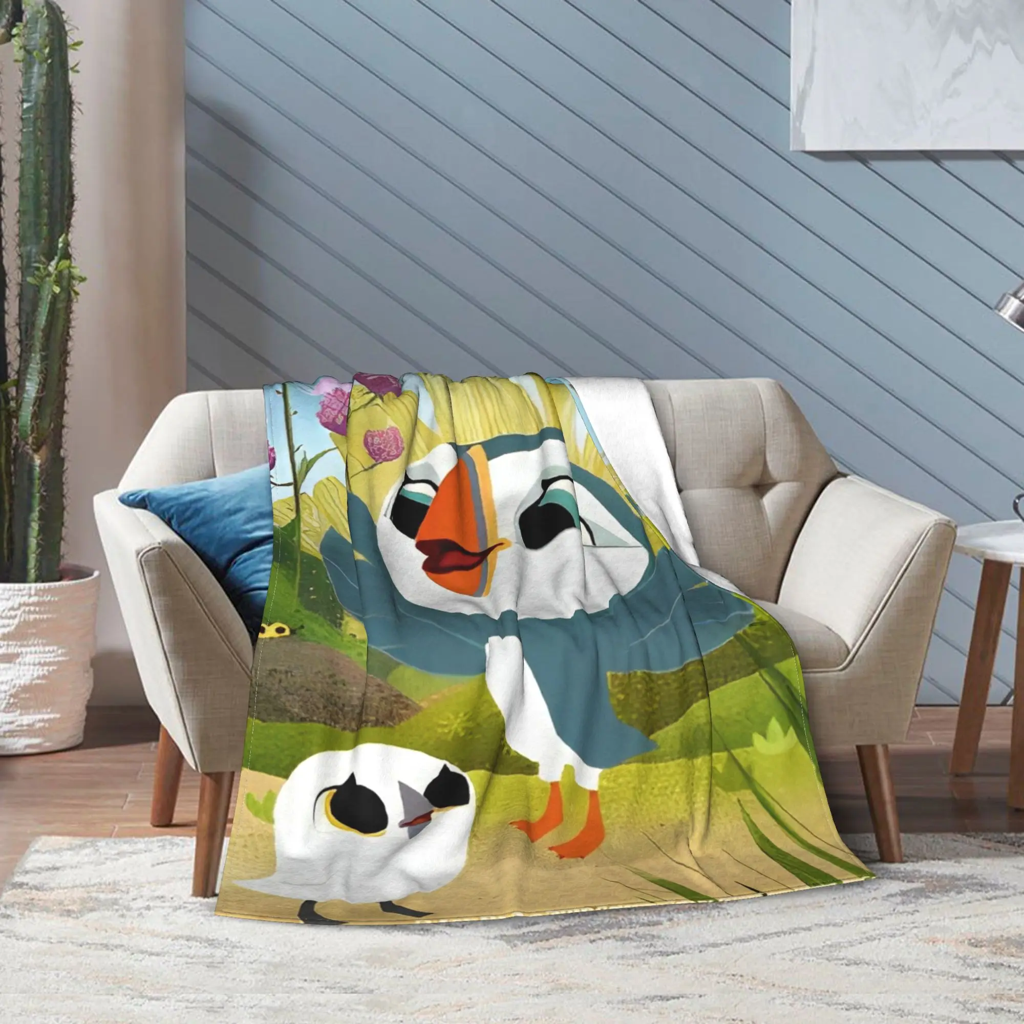 Puffin Rock And New Friends Soft Comfy Blanket  Aesthetic Travel Office Throw Blanket Couch Chair Flannel Bedspread Sofa Cover