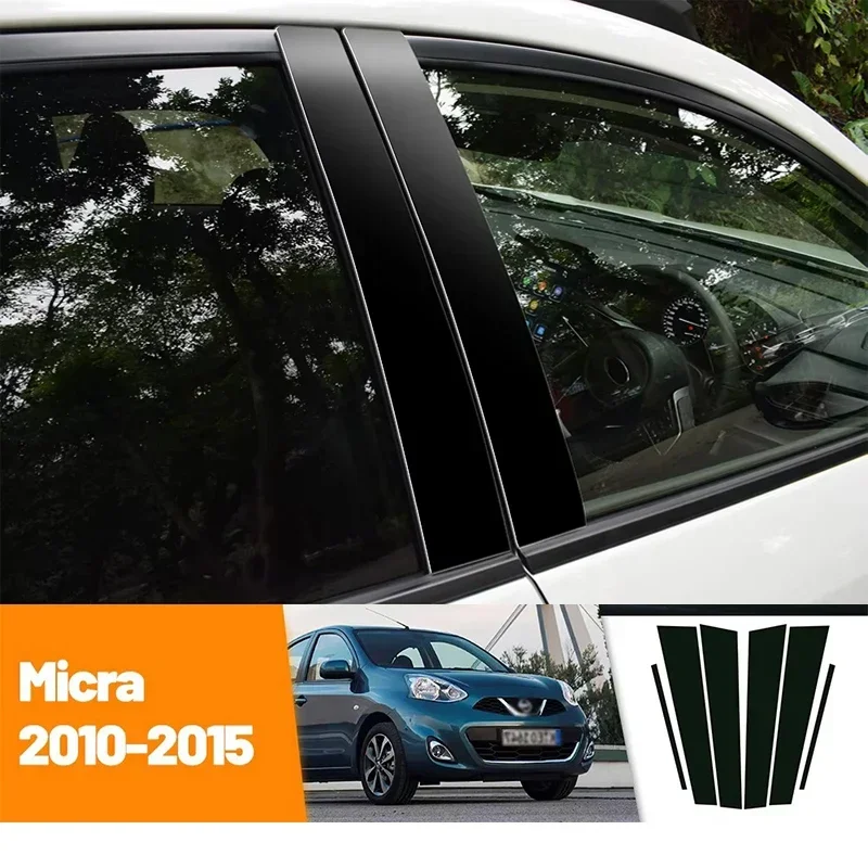 

For Nissan Micra 2010-2015 2011 2012 2013 2014 Black Carbon Fiber Doors and Windows B C Pillars Column Decorative Stickers