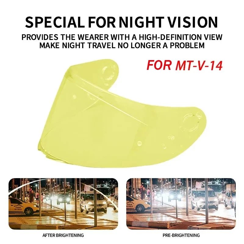 

V-14 Helmet Visor for MT V14 V-14 V14 Revenge 2,Rapide Pro,Blade 2 SV,Targo Visera Lens,Night Vision Visor yellow