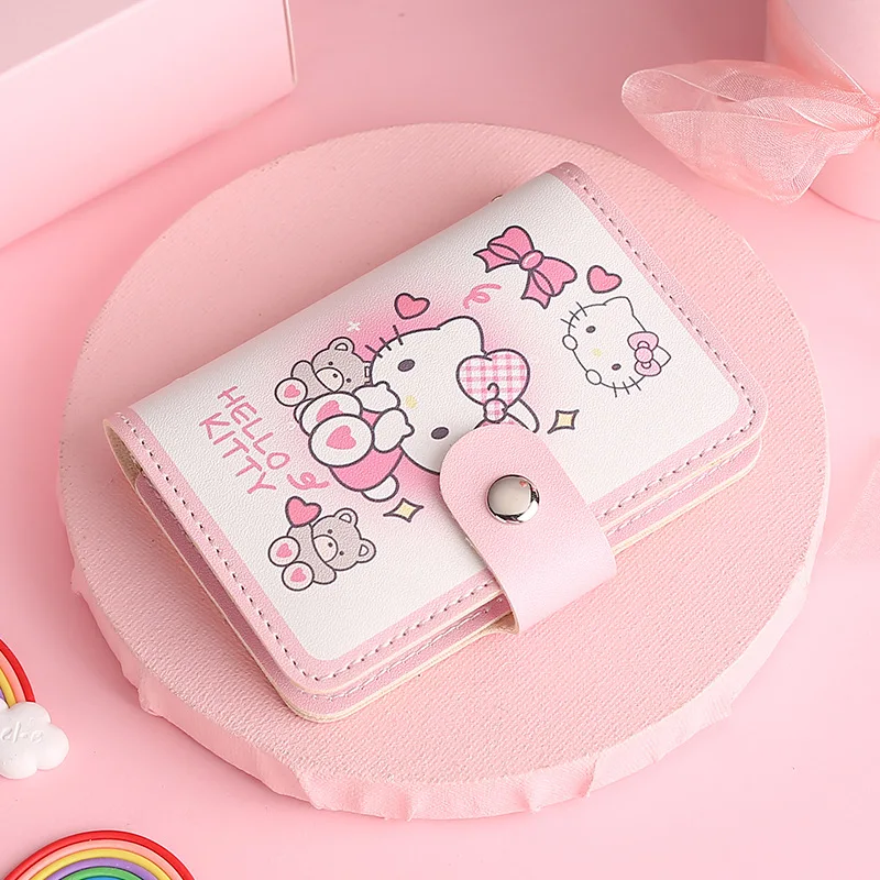 Kawaii Sanrio Wallet Bag Hello Kitty Bank Card Bag Id Credit Card Holder Cartoon Kuromi My Melody Cinnamoroll Bag Pu Mini Album