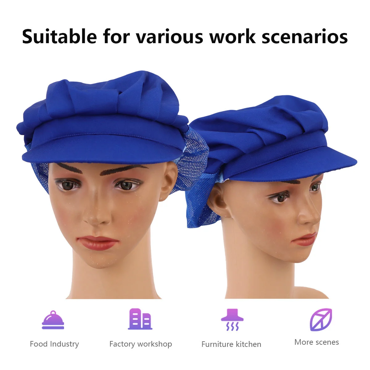 모자 재사용 가능한 메쉬 작업 모자 식품 서비스 청소 산업 작업을 위한 편안한 위생 보호 모자