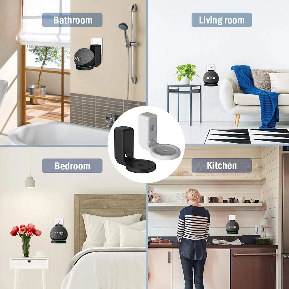 حامل مكبر الصوت لـ Echo Dot حامل تثبيت على الحائط لأمازون Alexa Echo Dot 4 5 حامل مكبر الصوت لتوفير المساحة مع إدارة الحبل