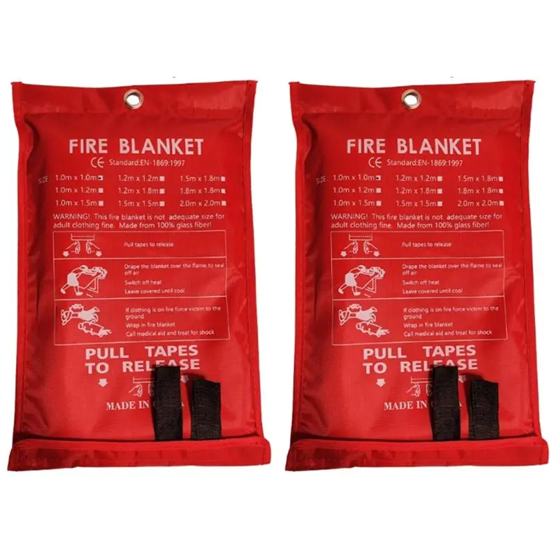 Promotion Day 2PCS Emergency Fire Blanket, Fire Blanket, Fire Suppression Blanket For Kitchen, Grill, Fireplace (39.4Inch X 39.4