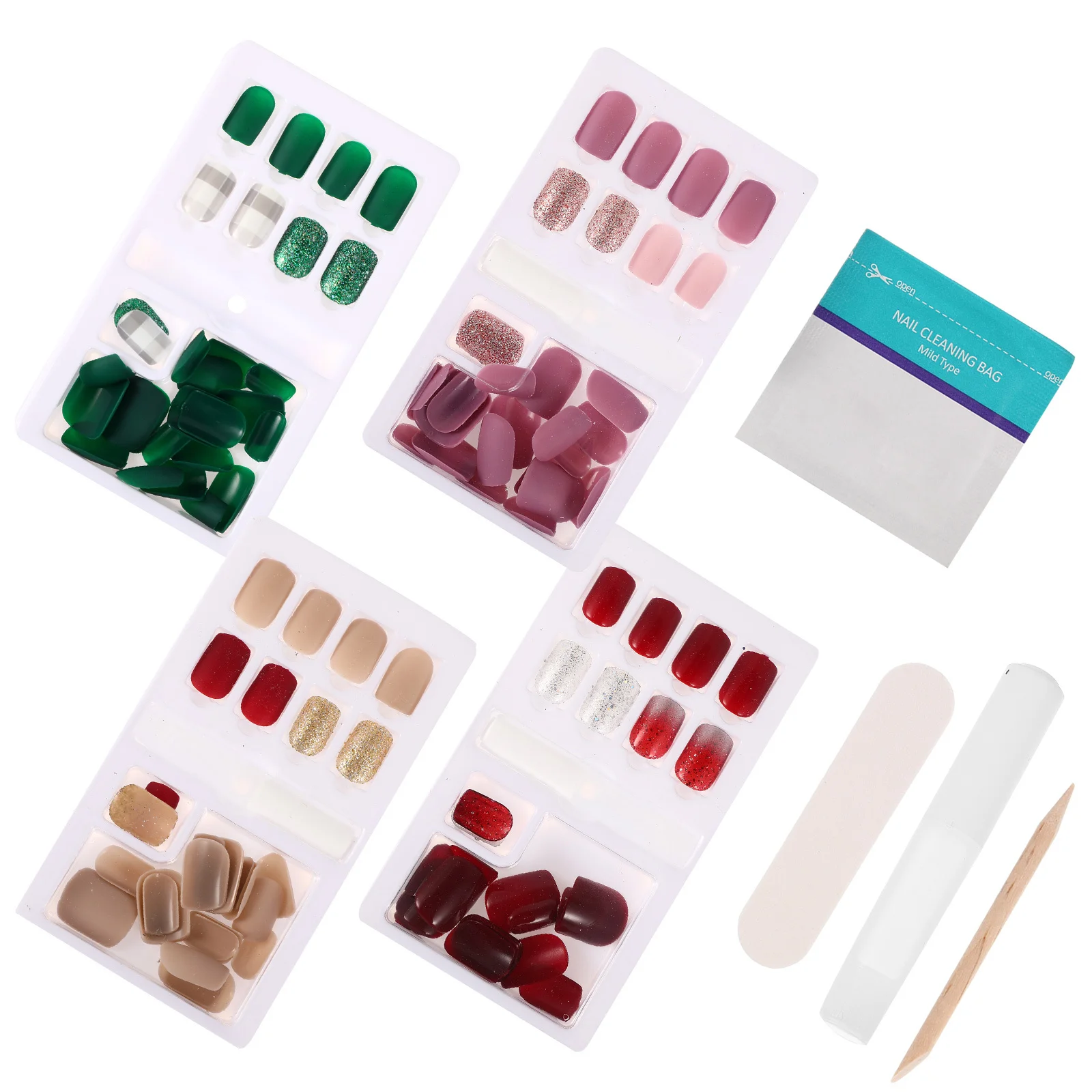 4 paquetes de uñas postizas, cobertura completa, puntas para decoración de uñas, diseño de manicura desmontable para bricolaje, boda, graduación, uso en salón, pegatinas para uñas postizas