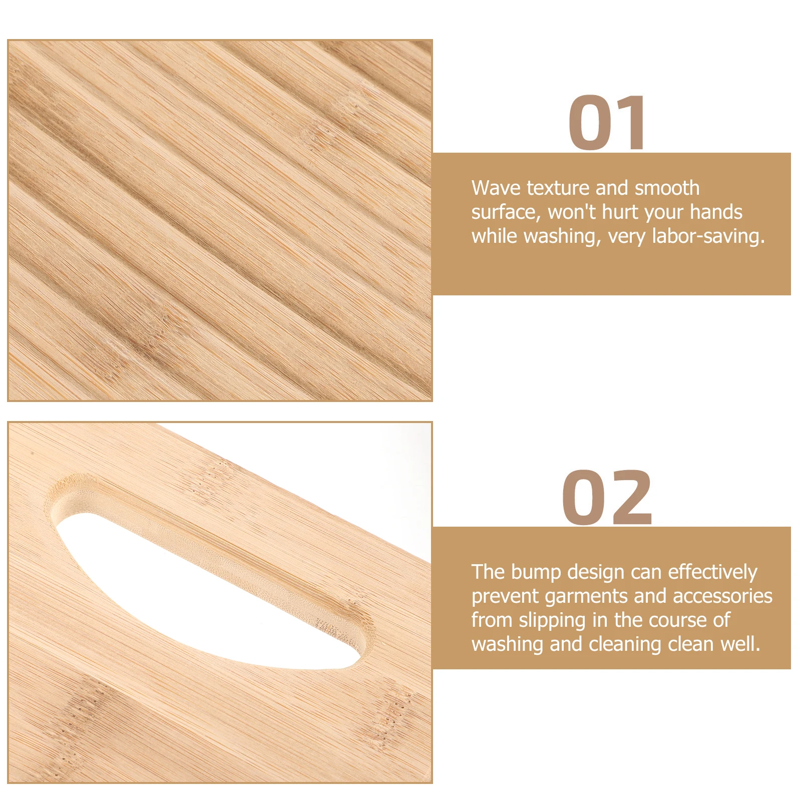 

Bamboo Washboard Thickened Laundry Board Anti Slip Clothing Cleaner Wave Texture Smooth Surface Hand Washing Tool