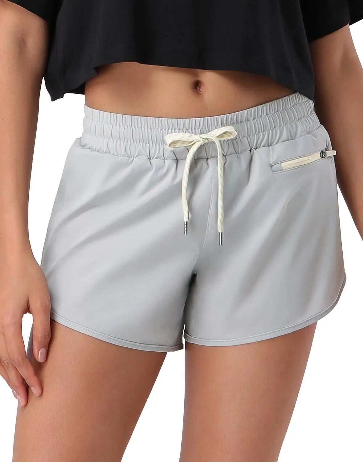 

Pioneer Camp Womens Athletic Shorts with Liner 4" Quick Dry Running Gym Shorts Workout Stretchy Active Shorts with Zip Pocket