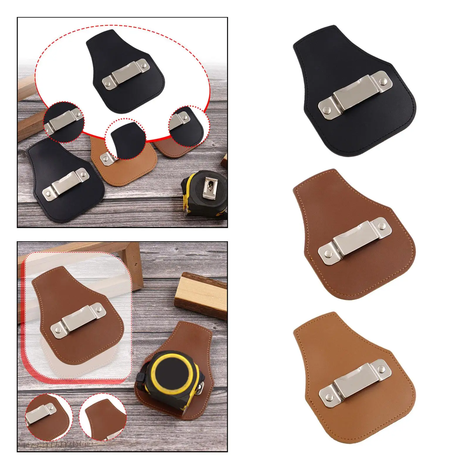 Heavy Duty Tape Measure Holder Tool Belt Pouch PU Leather Fit for Construction Electrician Tools