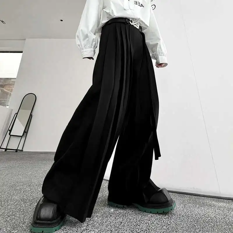 Luzhen saia calças casuais plissadas fita design masculino primavera original casual versátil simples roupas bonitas lz8862