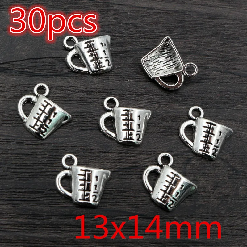30pcs Antique Silver Plated Measuring Cup Compass Chrams Metal Alloy Pendant DIY Charms DIY Jewelry Making Findings view 5