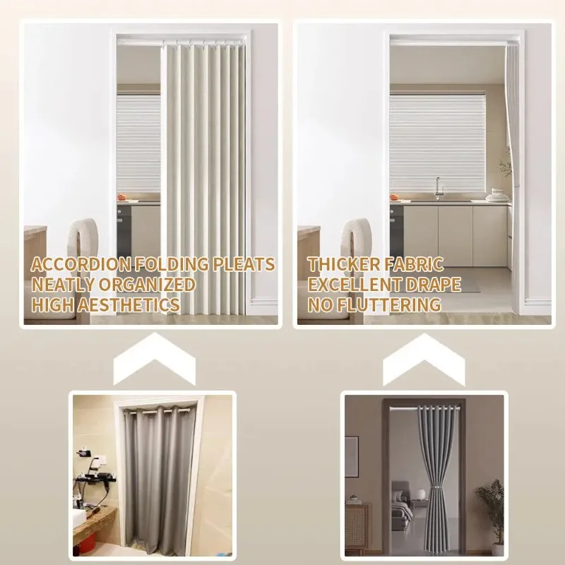 Sample Custom Partition Divider Curtains for Bedroom Living Room Pleated Folding Door Ways Sliding Privacy Screen Panel Drapes - Image 6