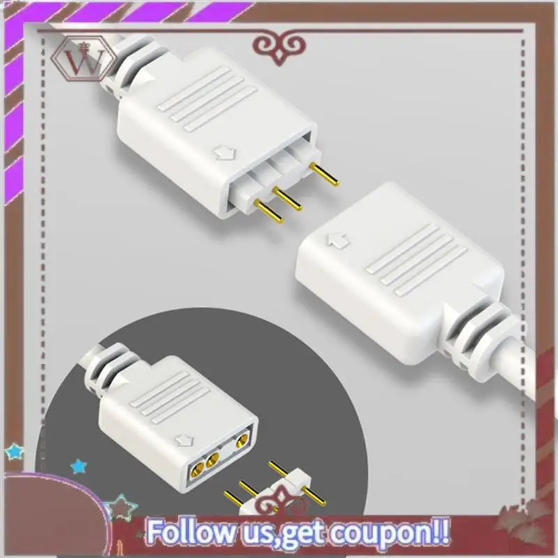 Latest 2X 5V 3-Pin Extension Cable For Computer Motherboard 1 Point 2 Hub Cable Connection Extension ARGB Splitter, White