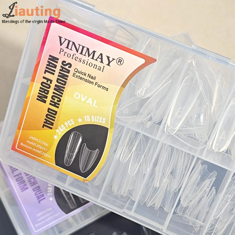 240 قطعة ساندويتش أشكال أظافر مزدوجة 15 حجم ملحقات-شكال مزدوجة قالب سفلي طويل نعش اللوز مسمار الفن أشكال مانيكير أداة #6