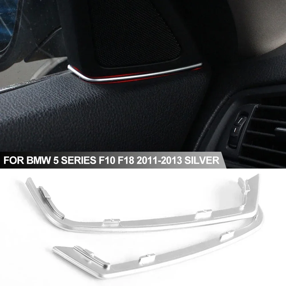 2Pcs Car Door Tweeter Slot Plug Stickers for BMW 5 Series F10 F11 2011-2013 ABS Chrome Door Speakers Frame Car Accessories