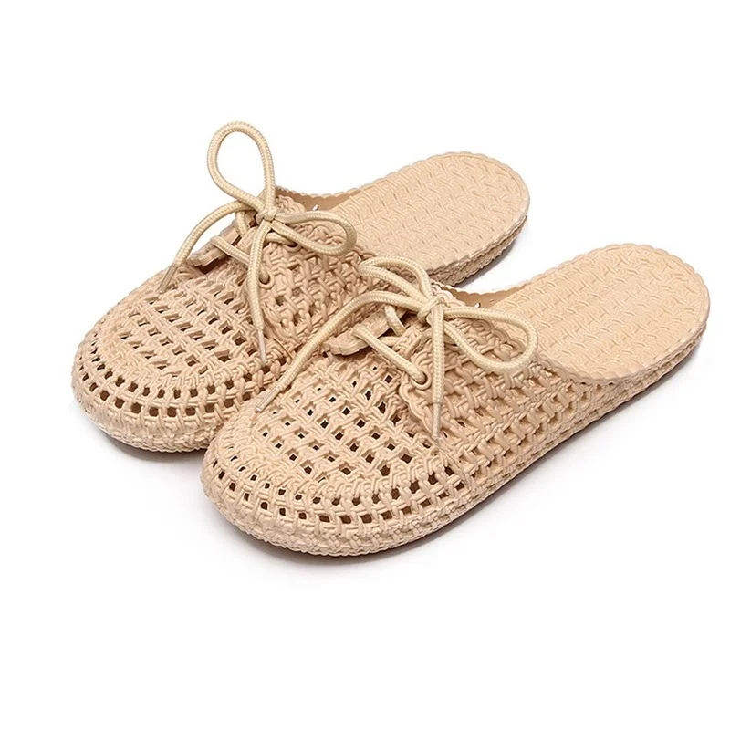 Nieuw Comfortabele Ademende Casual Slippers Gesloten Teen Hollow Out Vrouwen Slippers Platte Sandalen