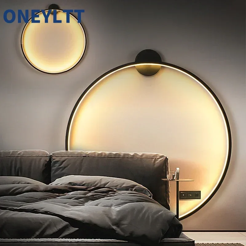 

Nordic Luxury Bedroom Circular Bed tMinimalist Wall Light Living Room Background Wall Light Decorative Atmosphere Light