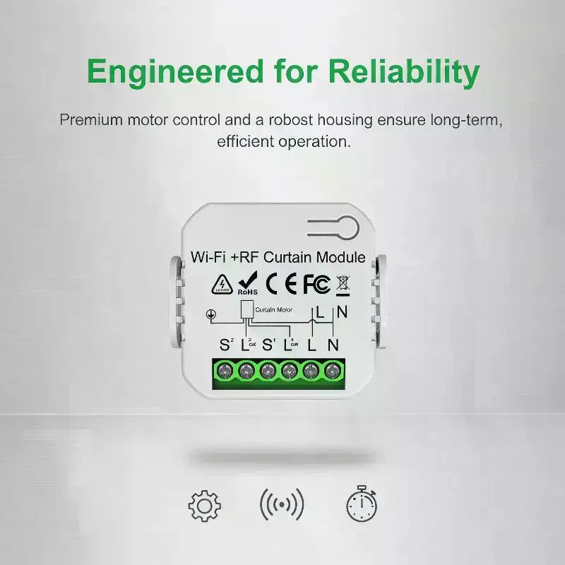 

WiFi RF Smart Curtain Switch Module: Remote Timer Control with Scene Linkage Integration for Automated Smart Home