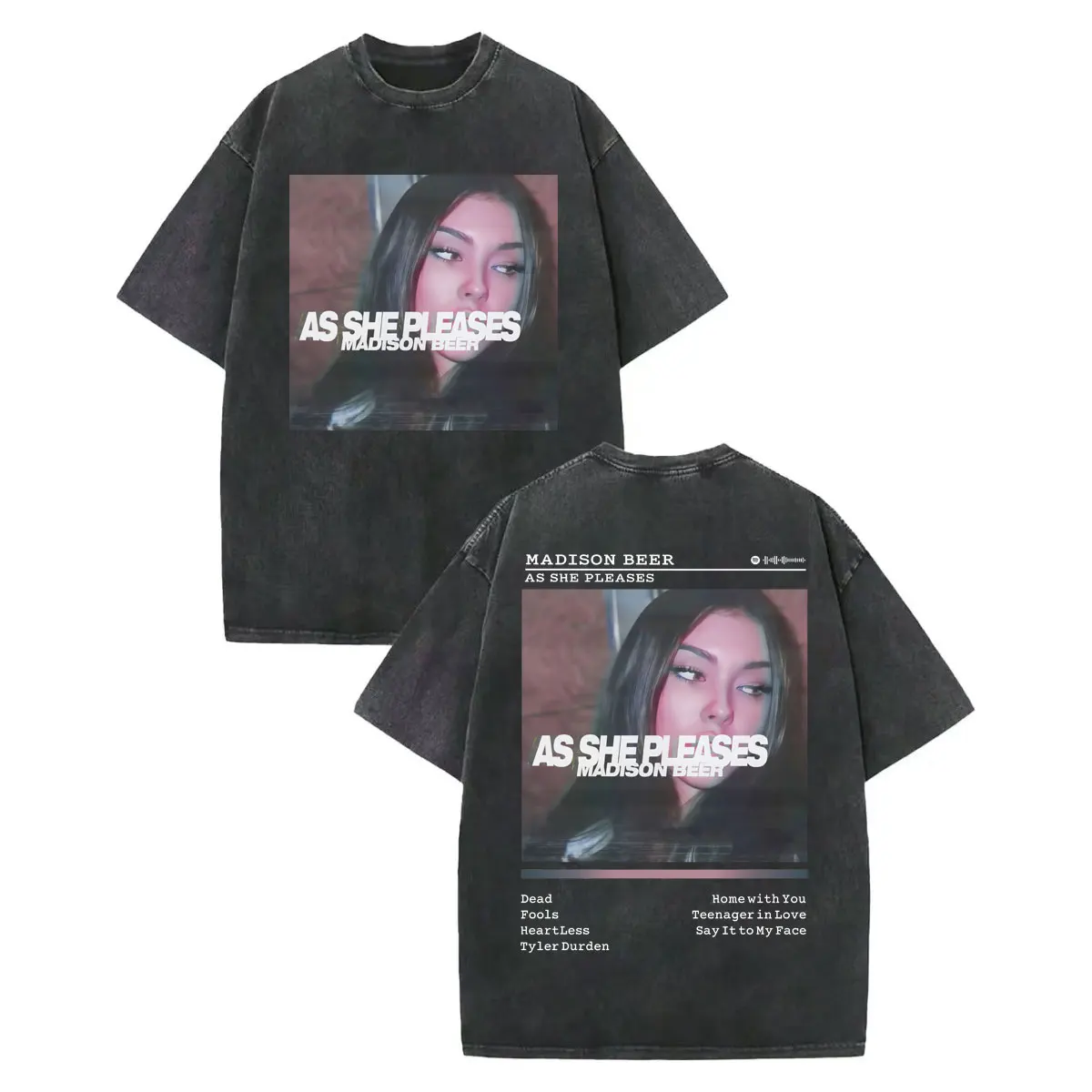 

Vintage Washed Singer Madison Beer Music Album Merch T Shirt Men Women Casual Fashion Loose T-shirts High Quality Cotton T-shirt