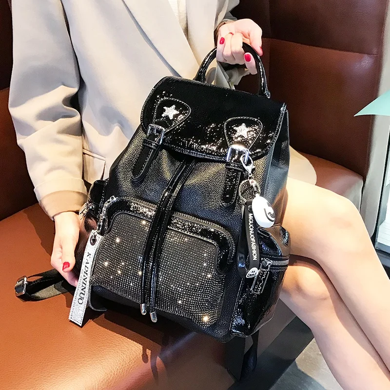 trendy-drawstring-women's-backpack-large-capacity-casual-travel-bag-fashionable-british-style-soft-handle-waterproof-polyester