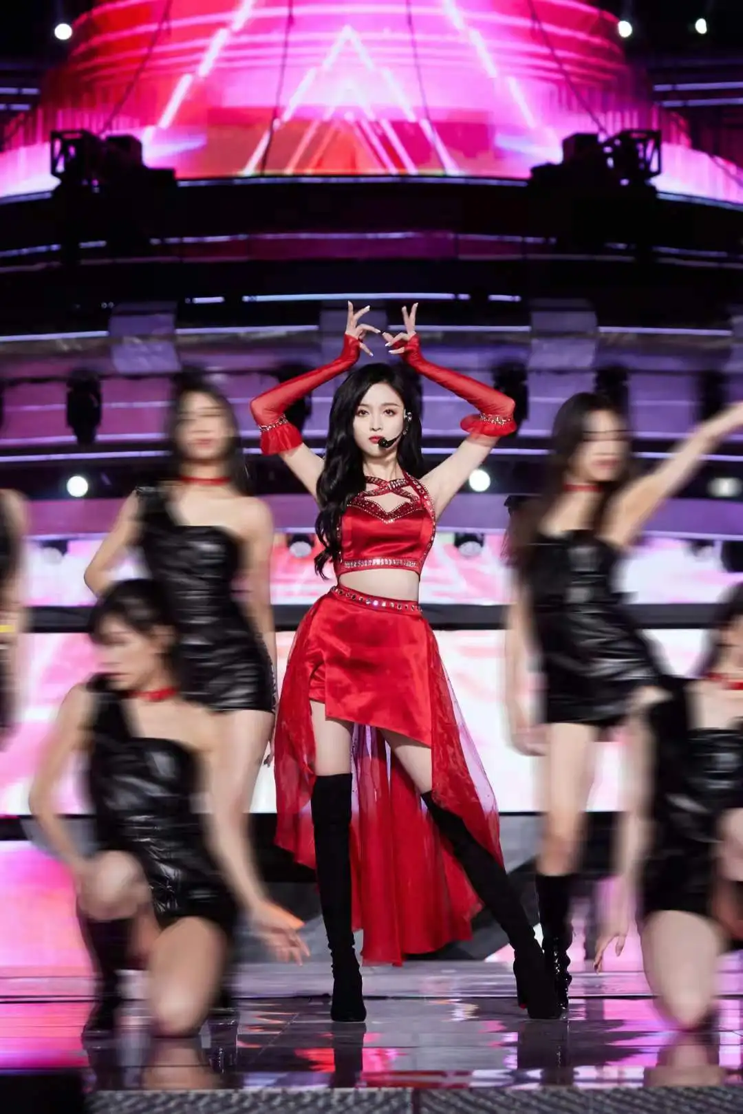 New Sexy Shiny Red Plaid Cutout Bodysuit Women Nightclub Gogo Costume Stage Pole Performance Clothing Festival Outfit Set