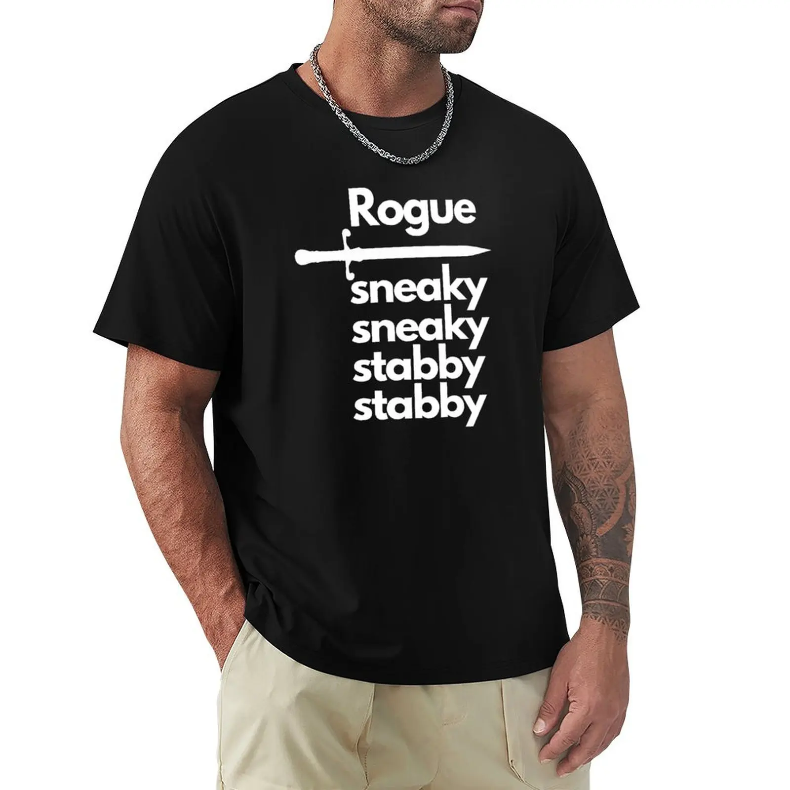 

Rogue Sneaky Sneaky Stabby Stabby T-Shirt funny shirt cotton vintage vintage t shirt men