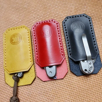 Oberschicht aus pflanzlich gegerbtem Leder, EDC, handgenäht, Kartenhülle aus Leder, kompakter Messerhülle, Ölwachsleder, schlicht und modisch