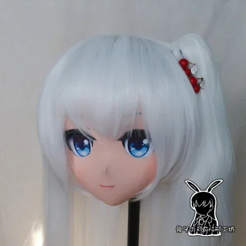 (Rabbit 54) Full Head Crossdress Girl BJD Doll Mask TouHou Project COS Cartoon Anime Silicone Shinki Cosplay Mask Kigurumi