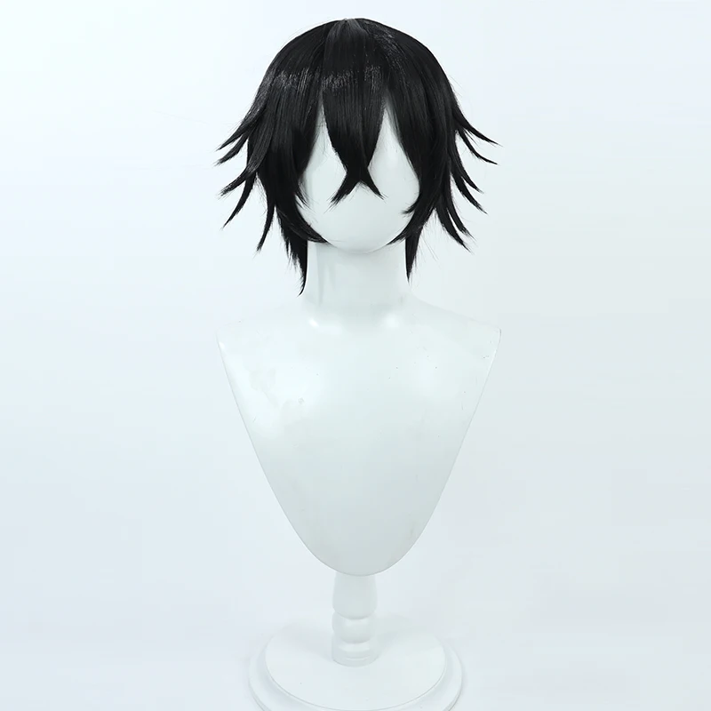 Anime  Ulquiorra Cifer Cosplay Wig Short Black Synthetic Hair Heat Resistant Halloween Carnival Role Play Party + Wig Cap