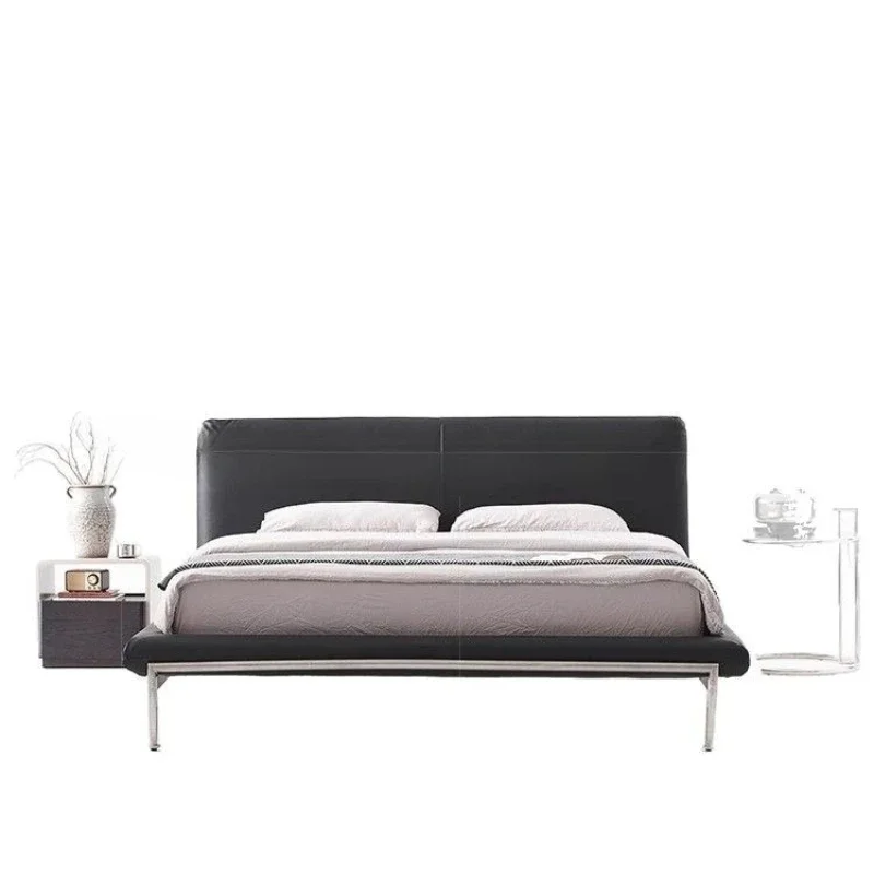 

Italian minimalist high-end leather bed master bedroom double bed designer double wedding 1.8 meters