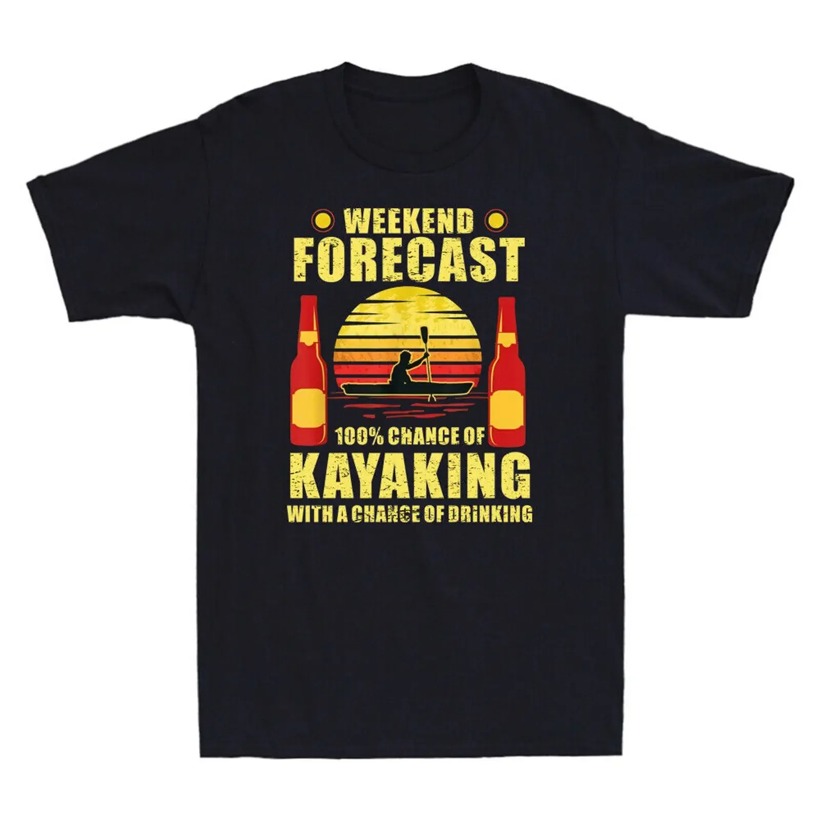 Kayak Canoeing Weekend Forecast 100 Chance Of Kayaking Vintage Men's T Shirt vintage Washed Slightly Stretched streetwear