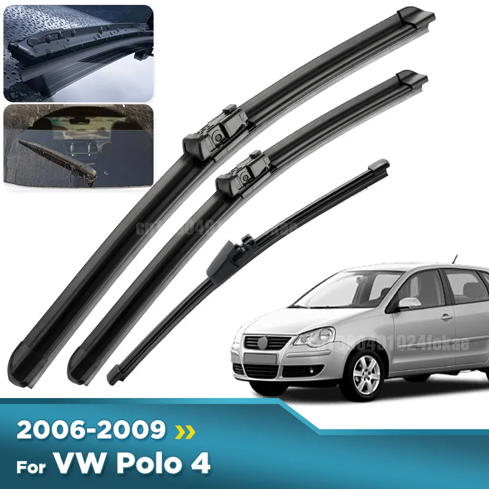 Für Volkswagen VW Polo 4 Typ 9N3 2006-2009 2007 Wischer vorne und hinten Wischerblätter Windschutzscheibe Windschutzscheibe Fensterbürsten 21"+19"+13"