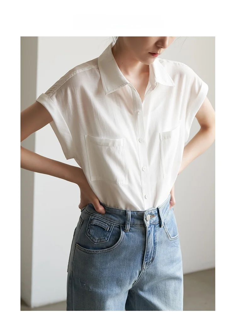 

Женская легкая дышащая рубашка VDH Studio из ацетата, свободного кроя, с коротким рукавом, летняя, прозрачная, с защитой от солнца, в стиле OL