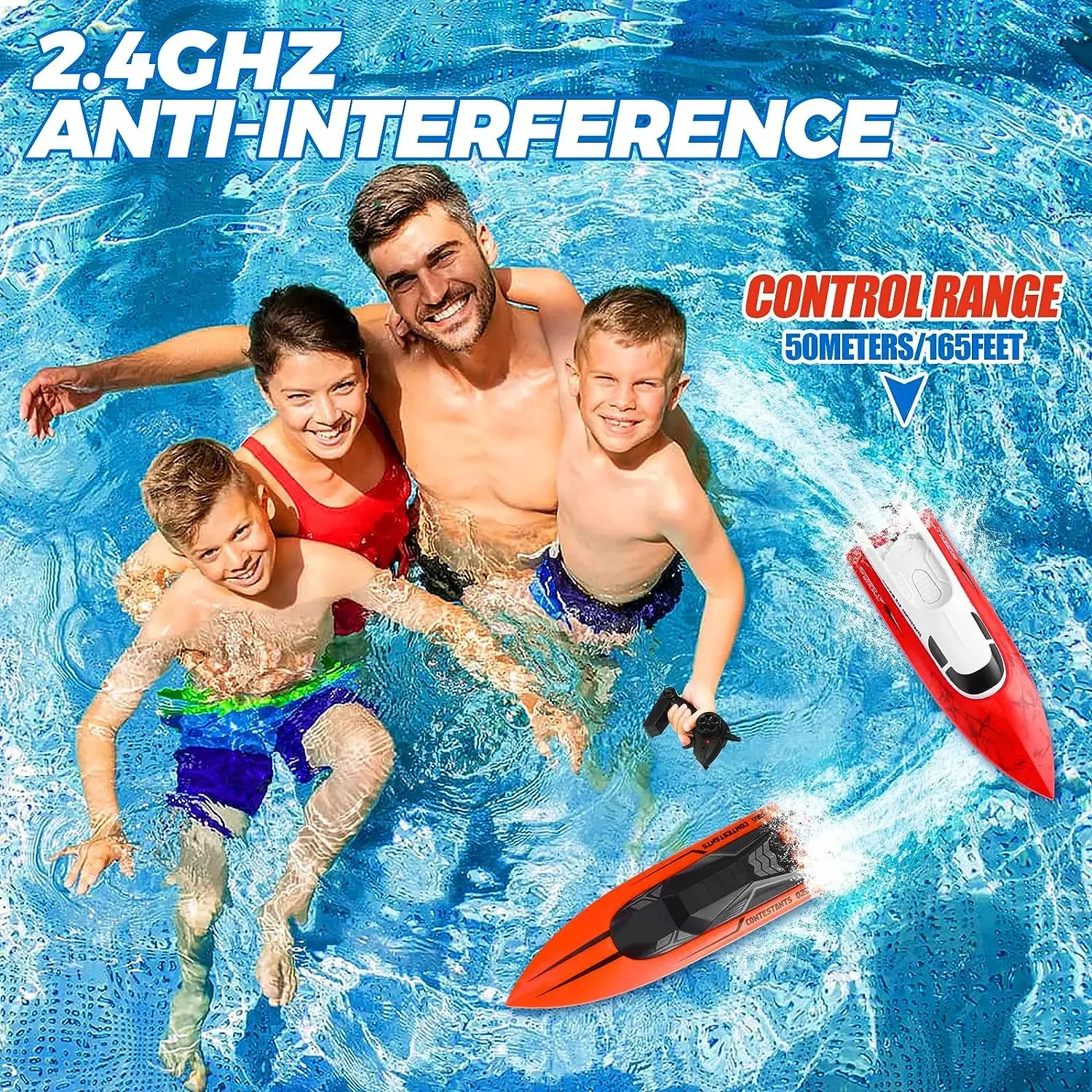 2025 RC Boat for Adults Kids Remote Control  for Boys 2.4GHz High Speed  for Pools Lakes Rechargeable  Birthday Gift