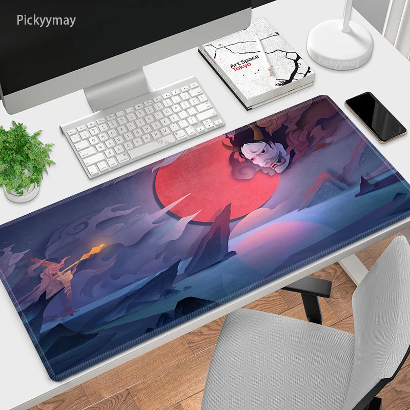 

Japanese Art Mousepad Large Masuepad Computer Keyboard Deskpad Desk Mat Mouse Pad 90x40cm Laptop Deskpad Stitched Edge Mouse Mat