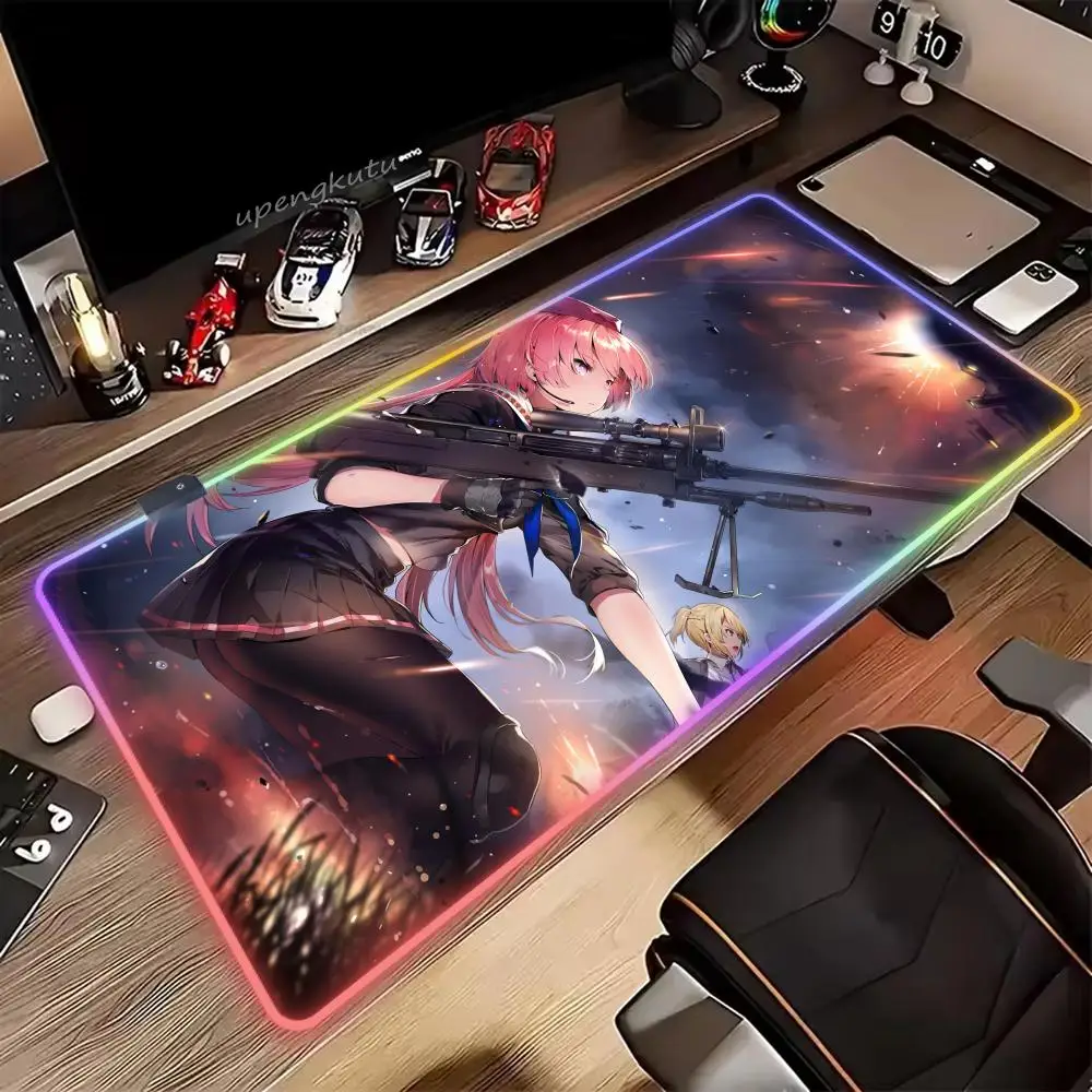 

Коврик для мыши Girls Frontline RGB HD XXL, милый коврик для мыши и клавиатуры, большой коврик для ПК, игровой коврик для ноутбука, светодиодный настольный коврик