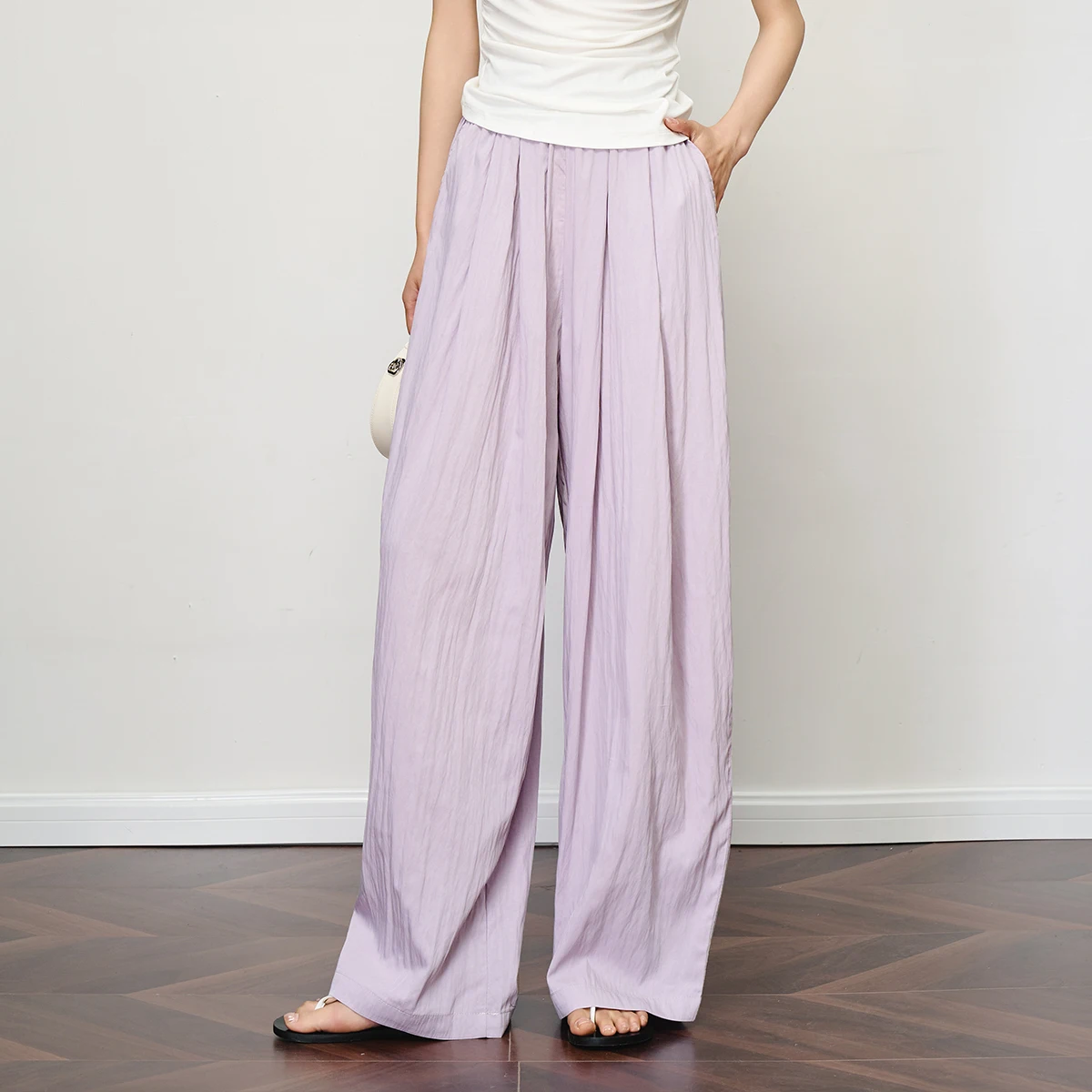 OLrain امرأة السراويل الطويلة عادية 2025 الصيف اللف جيب فضفاض مستقيم الإناث السراويل أنيقة مطوي السيدات بنطلون O57XK99659 #3