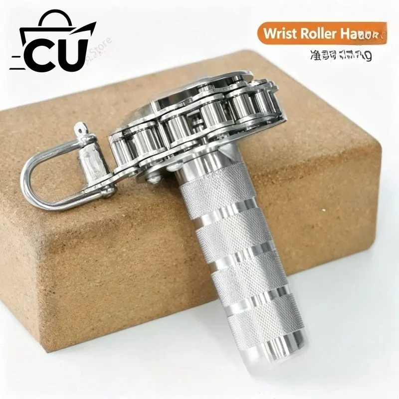 For Stainless Steel Wrist Roller Forearm Exerciser, Single Arm Wrist Trainer for Grip Strength & Arm Wrestling Workout Equipment