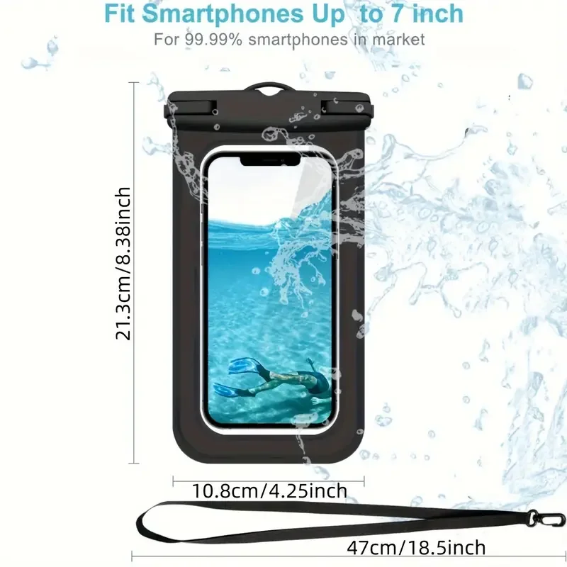 2 Packs of Extra-Large Waterproof Pouches - Keep Your Smartphone Dry & Protected Underwater!